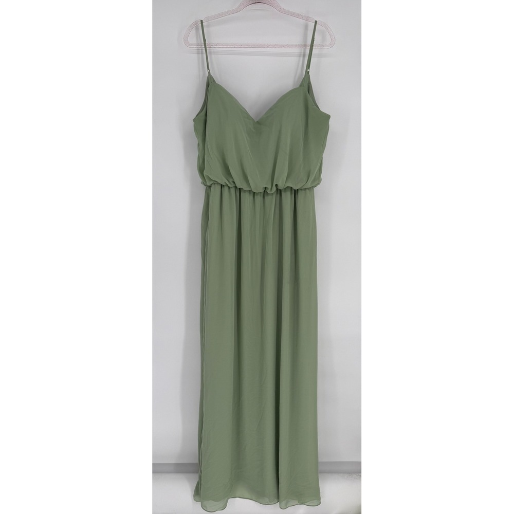 Kennedy Blue Sage Green Chiffon V-Neck Maxi Bridesmaid Gown Womens Sz‎ 20